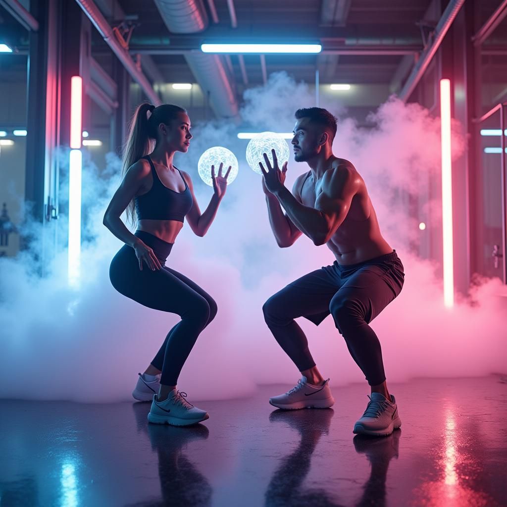 Futuristic AI Gym with Holographic Training
