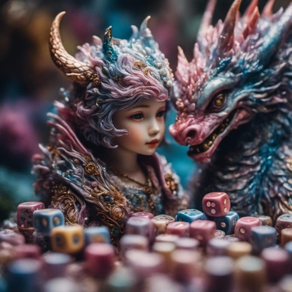 Dragon Toy Portrait with Dice, Ambient Light
