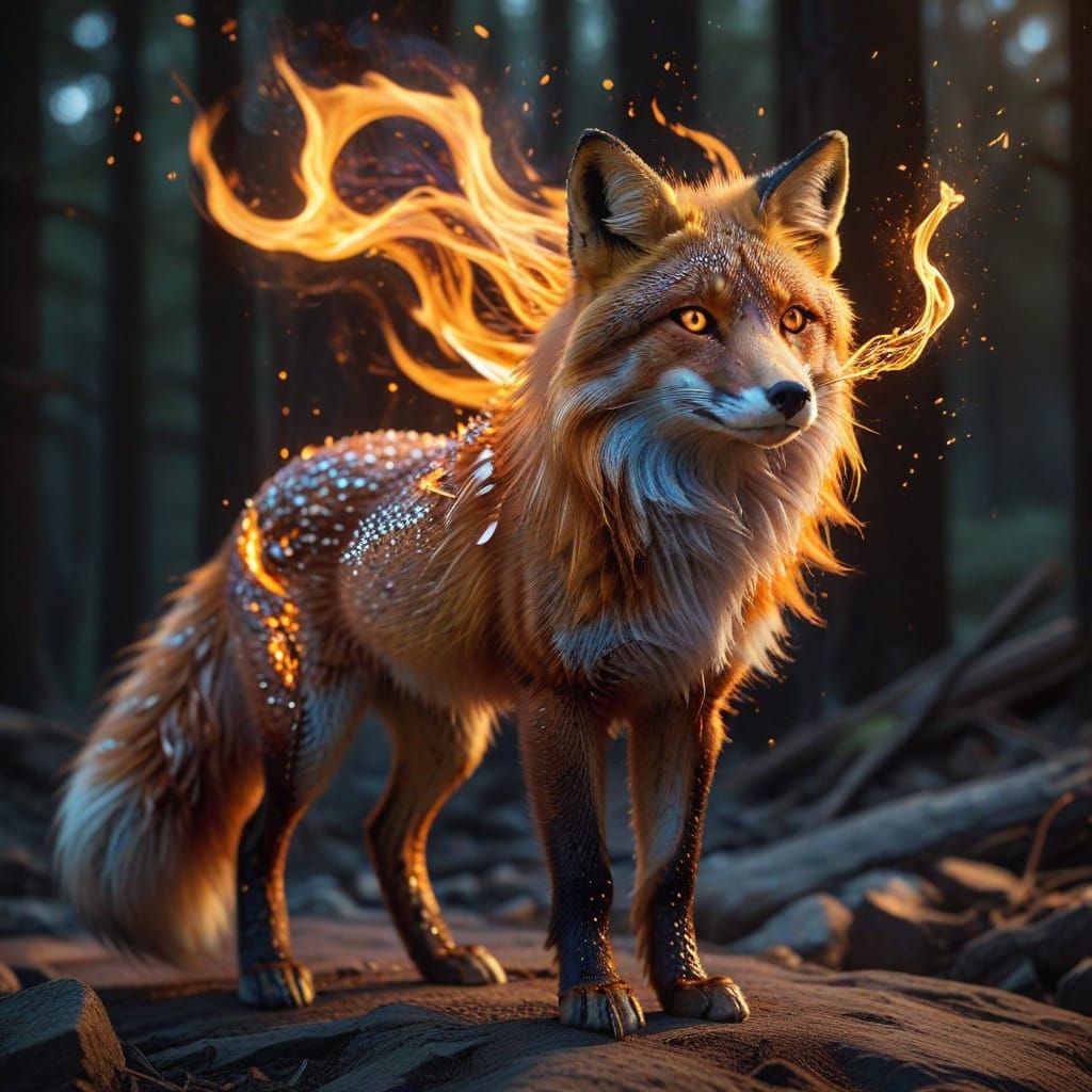 Majestic Fire Fox in Blazing Inferno