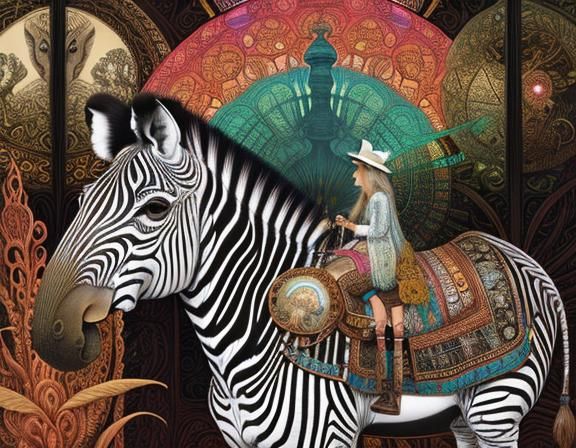 Zebra and Elephant Optical Illusions in Mixed Media