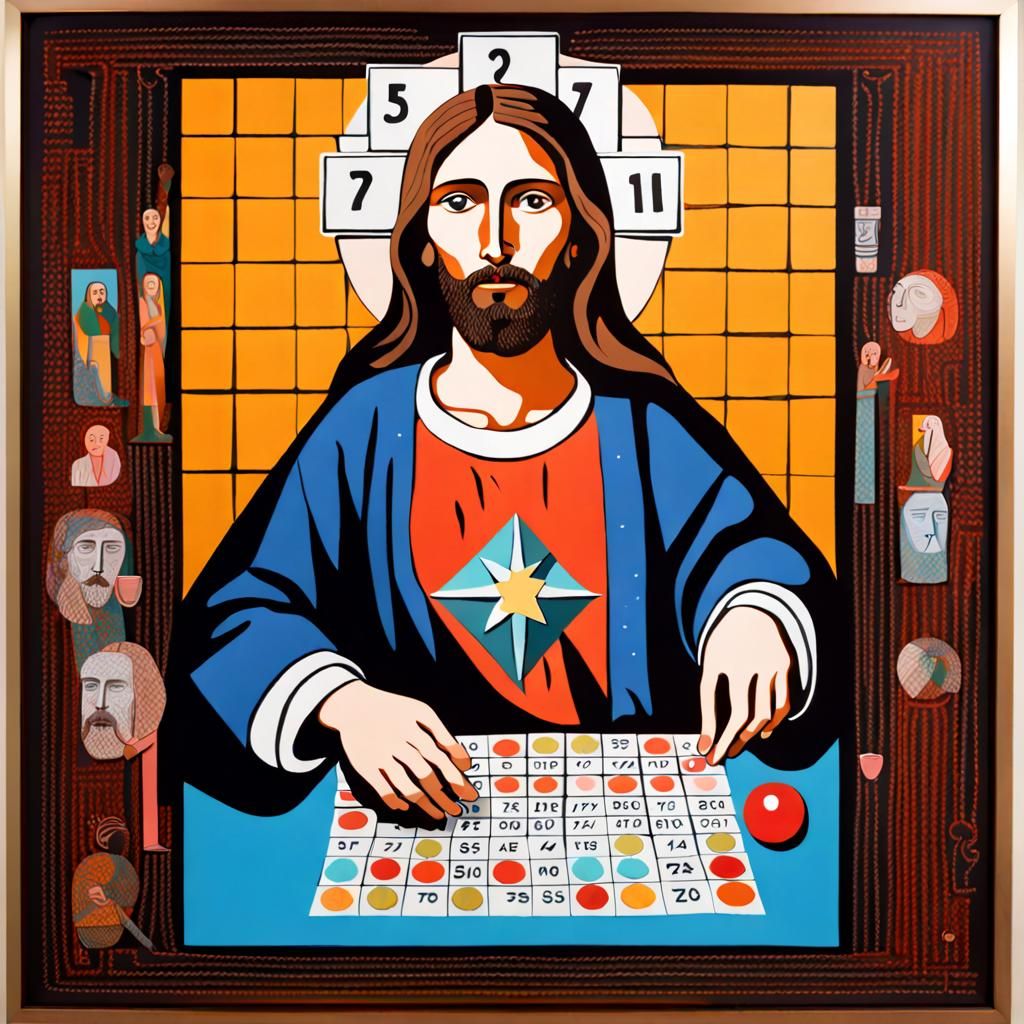 Jesus Christ Plays Bingo: Whimsical 3D Artwork