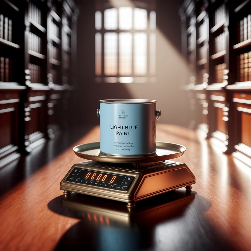 Vintage Light Blue Paint Can on Brass Scale