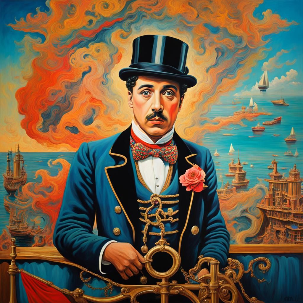 Chaplin as Napoleon: A Surrealist Sea Battle