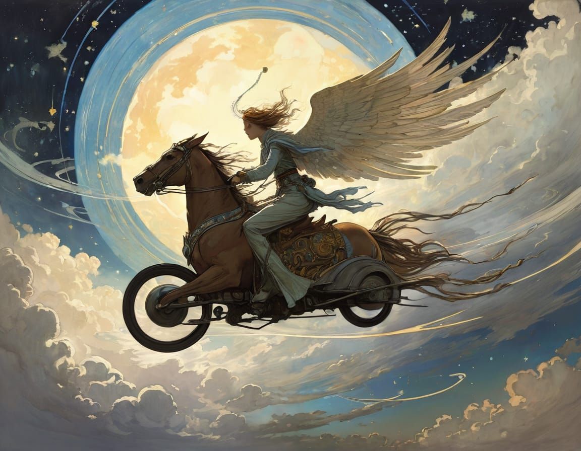 Ethereal Angel Soars Through Enchanting Heavens