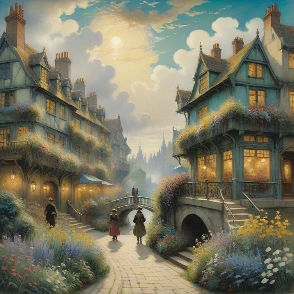 Vibrant City in Whimsical Bloom