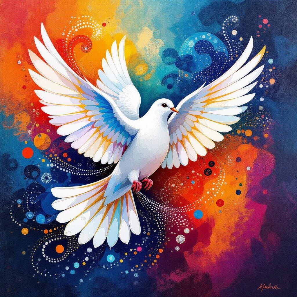 Bohemian Dove in Abstract Art Style