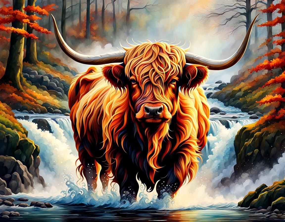 Celtic Highland Cow in Earthquake, Nouveau Vague