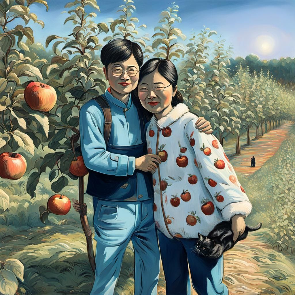Chinese-Russian Couple Harvesting Apples: Socialist Realism ...