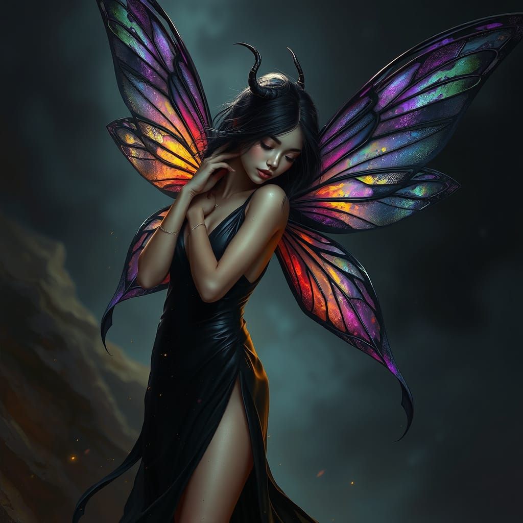 A full-body, hyper-realistic portrait of an alluring, ethere...