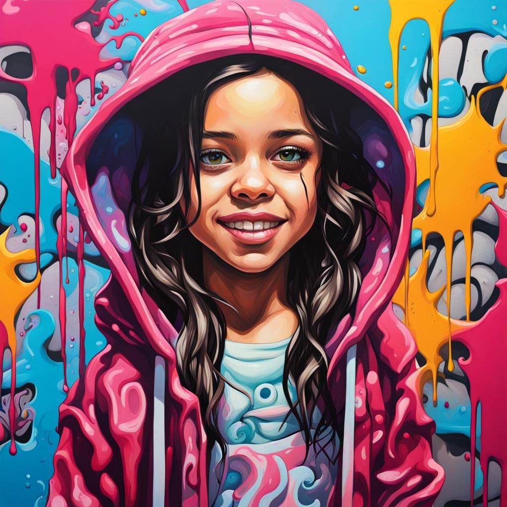 Jenna Ortega Graffiti Art Portrait in Street Art Style