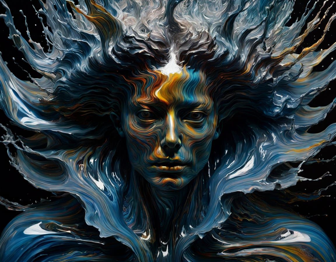 Crumpled Steelwool Pressured Linewaves Shiny Tenebrism