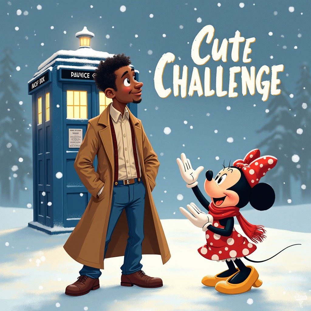 Doctor Who and Minnie Mouse in Winter Wonderland