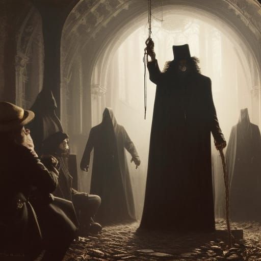 Sinister Hangman in Shadows: Horror Art