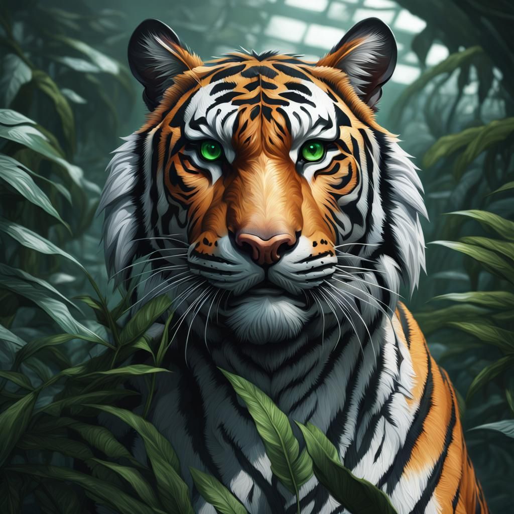 Cyberpunk Tiger Portrait in Atomic Wasteland