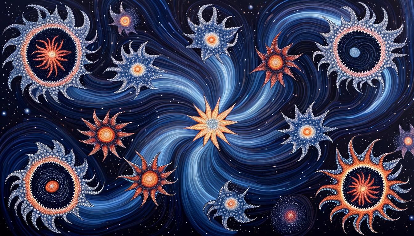 Aboriginal Dot Art: Cosmic Star Cluster in Maelstrom