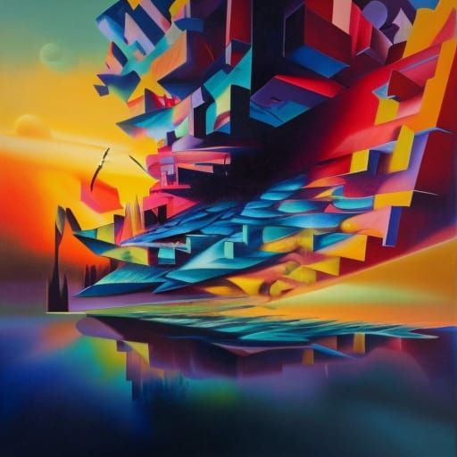 Surreal Figure Floating in Dreamlike Darkness