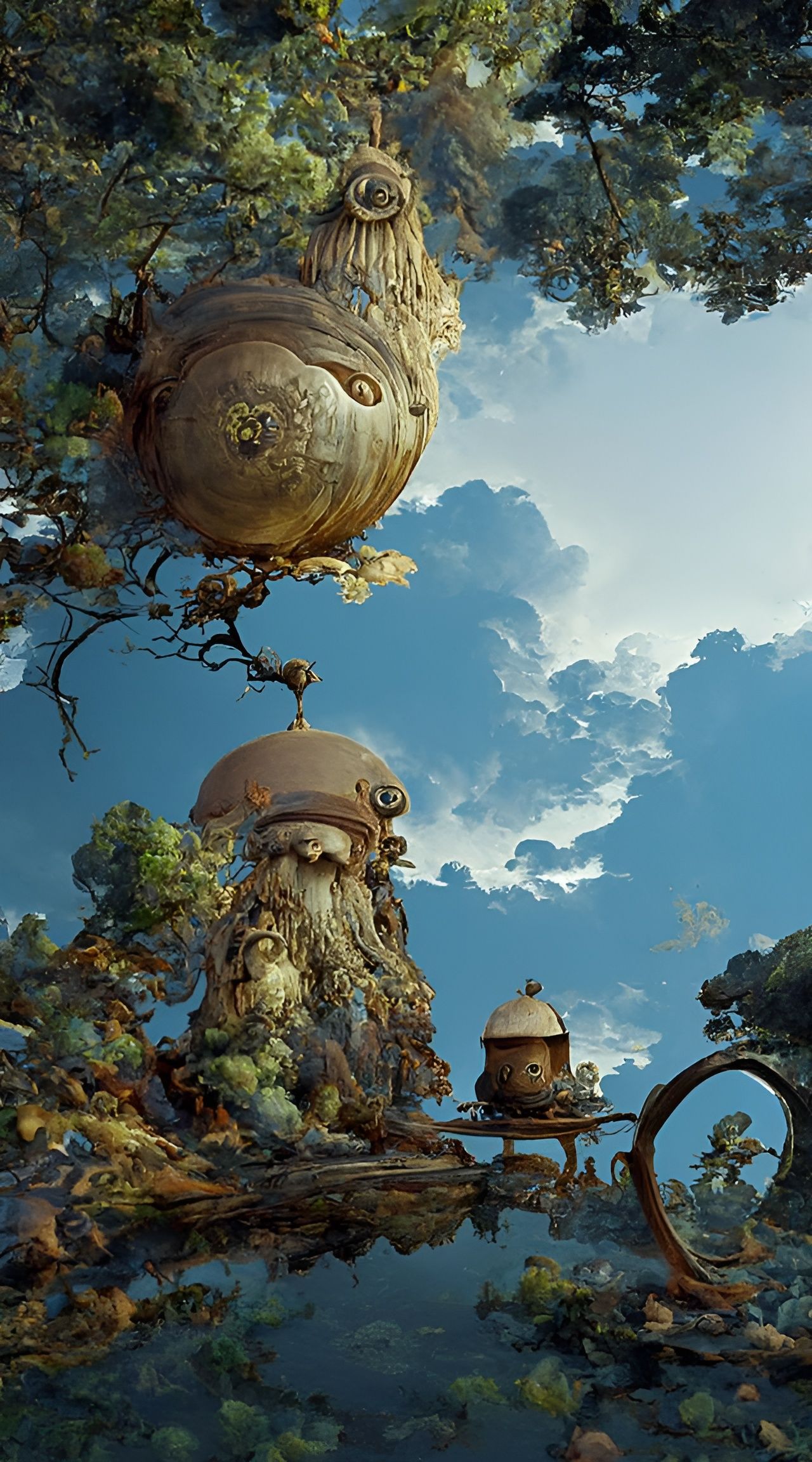 Fantastical Art Nouveau Steampunk Landscape in 16k