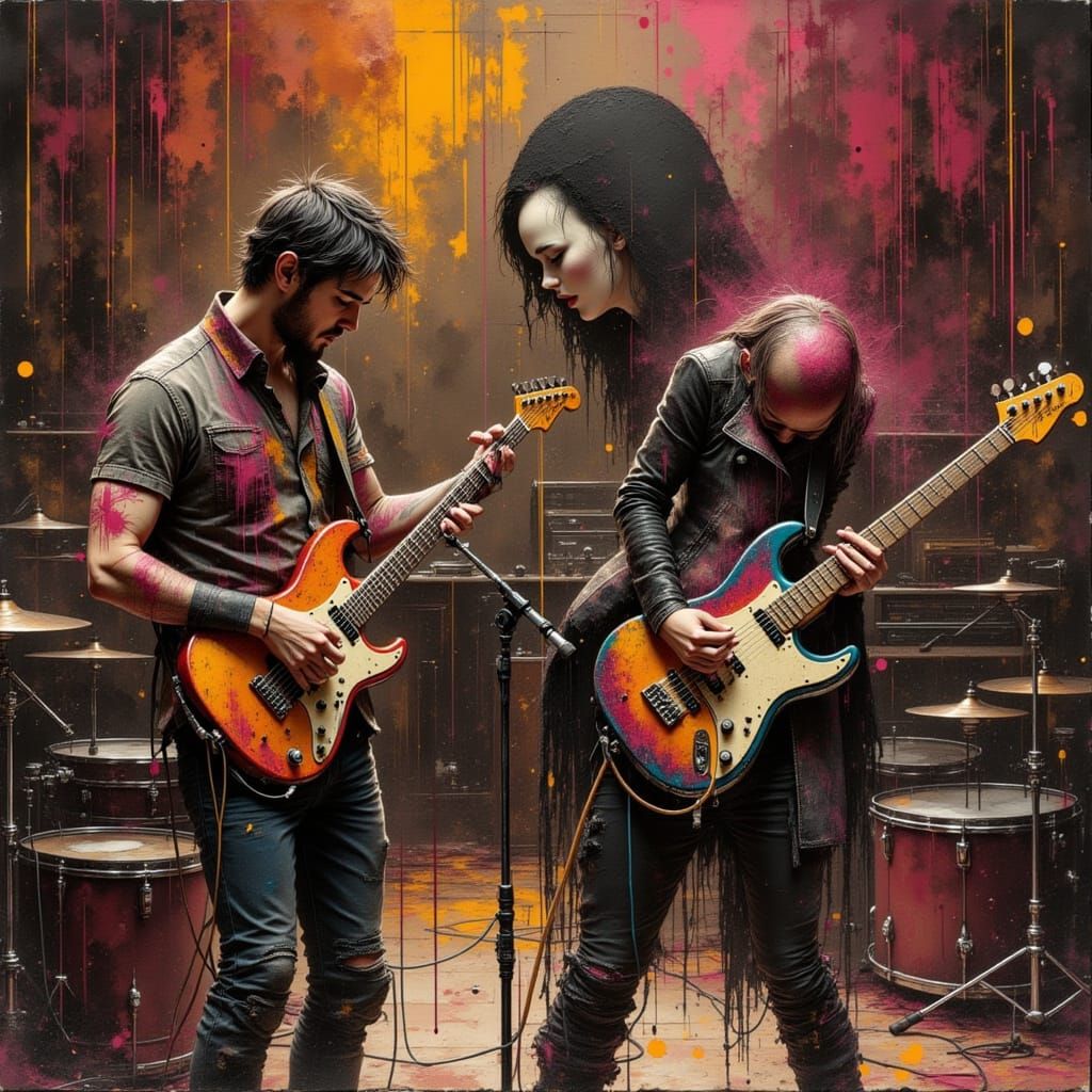 Abstract Band Performance on Stage