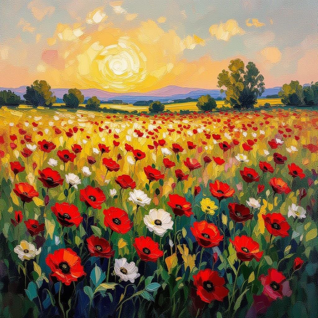 Poppy Field Masterpiece in Impressionist Style