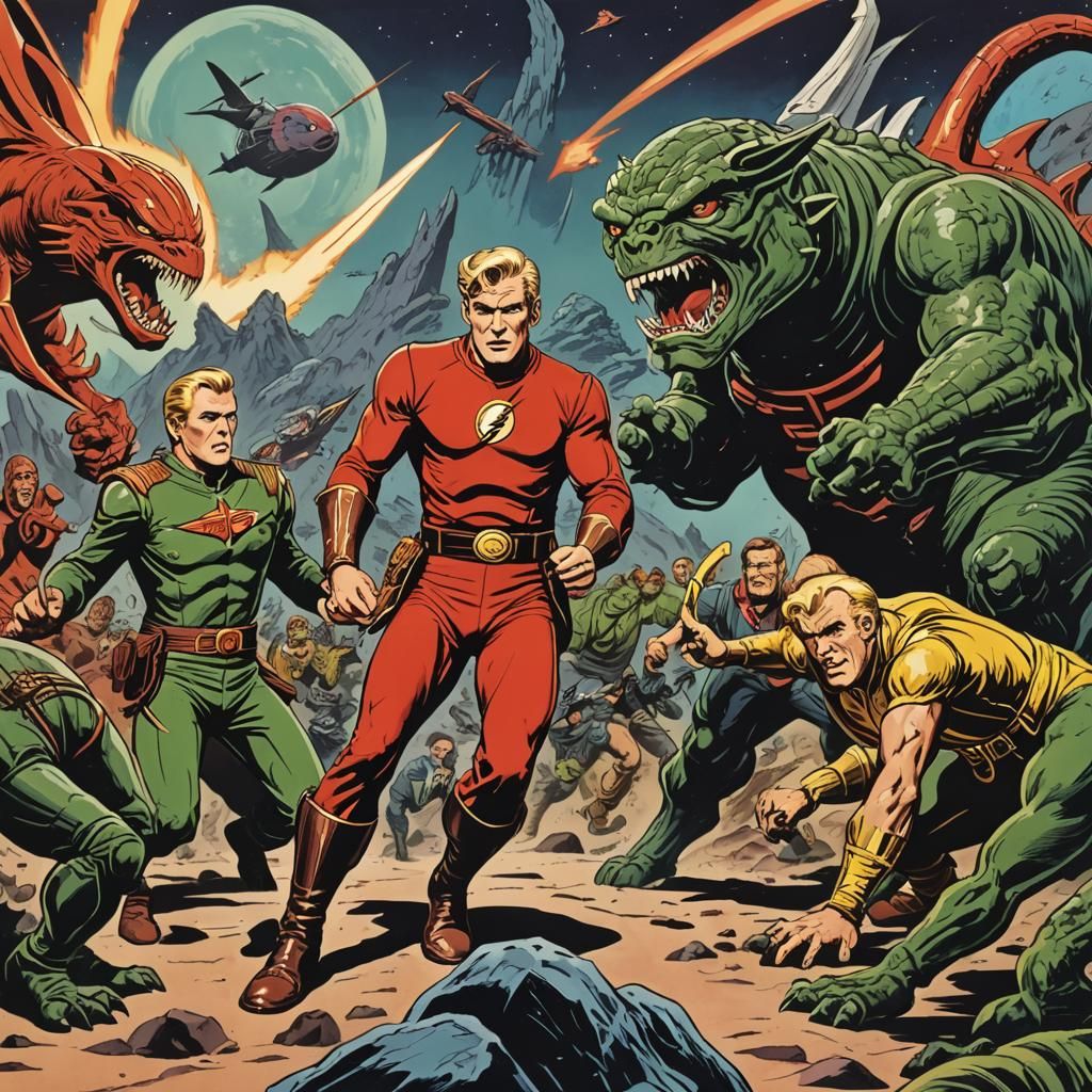 Flash Gordon Battles Monsters on Alien Planet
