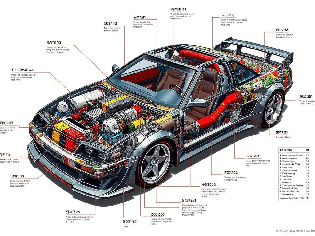 Futuristic Car Blueprint in Syd Mead Style