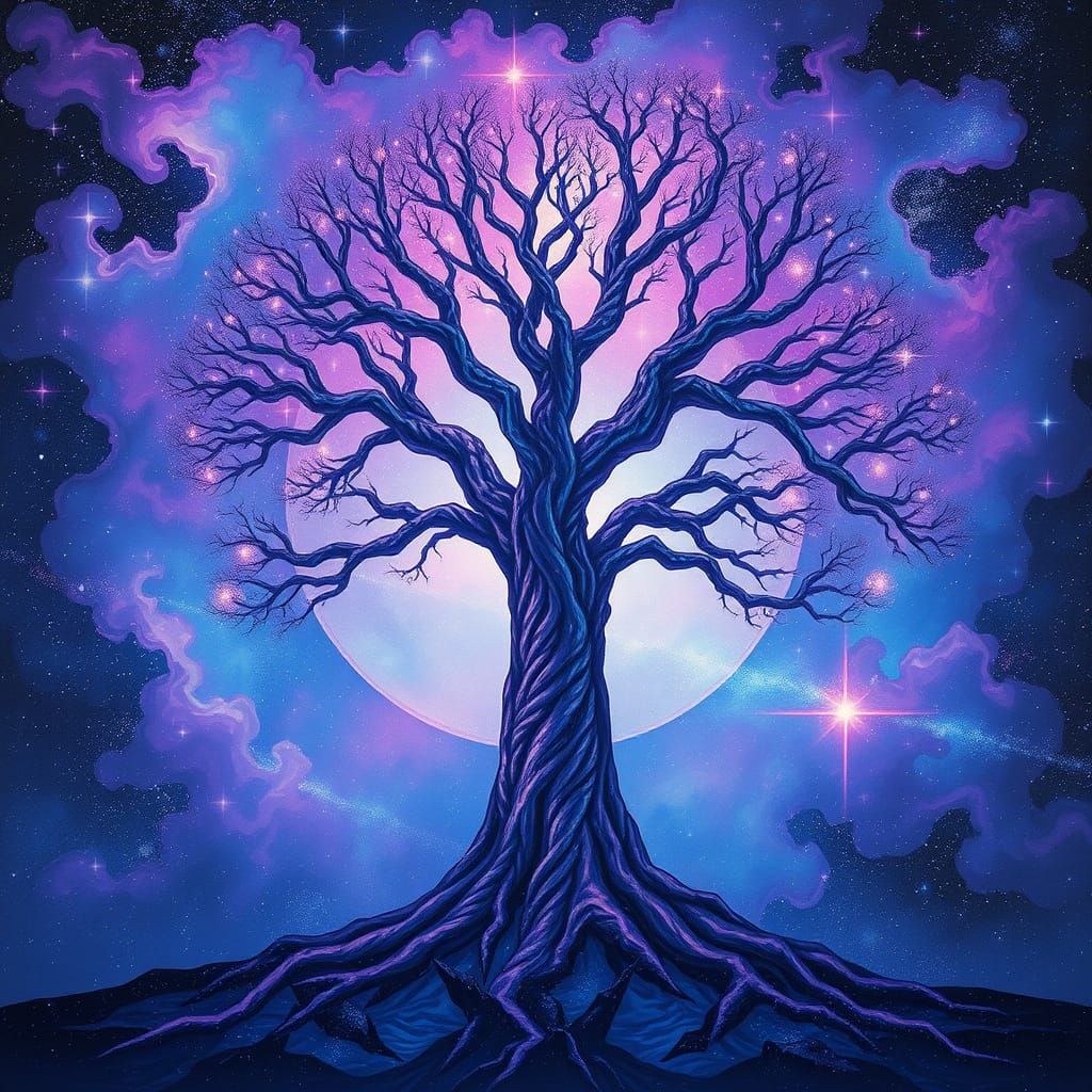 Majestic Space Tree in Cosmic Splendor