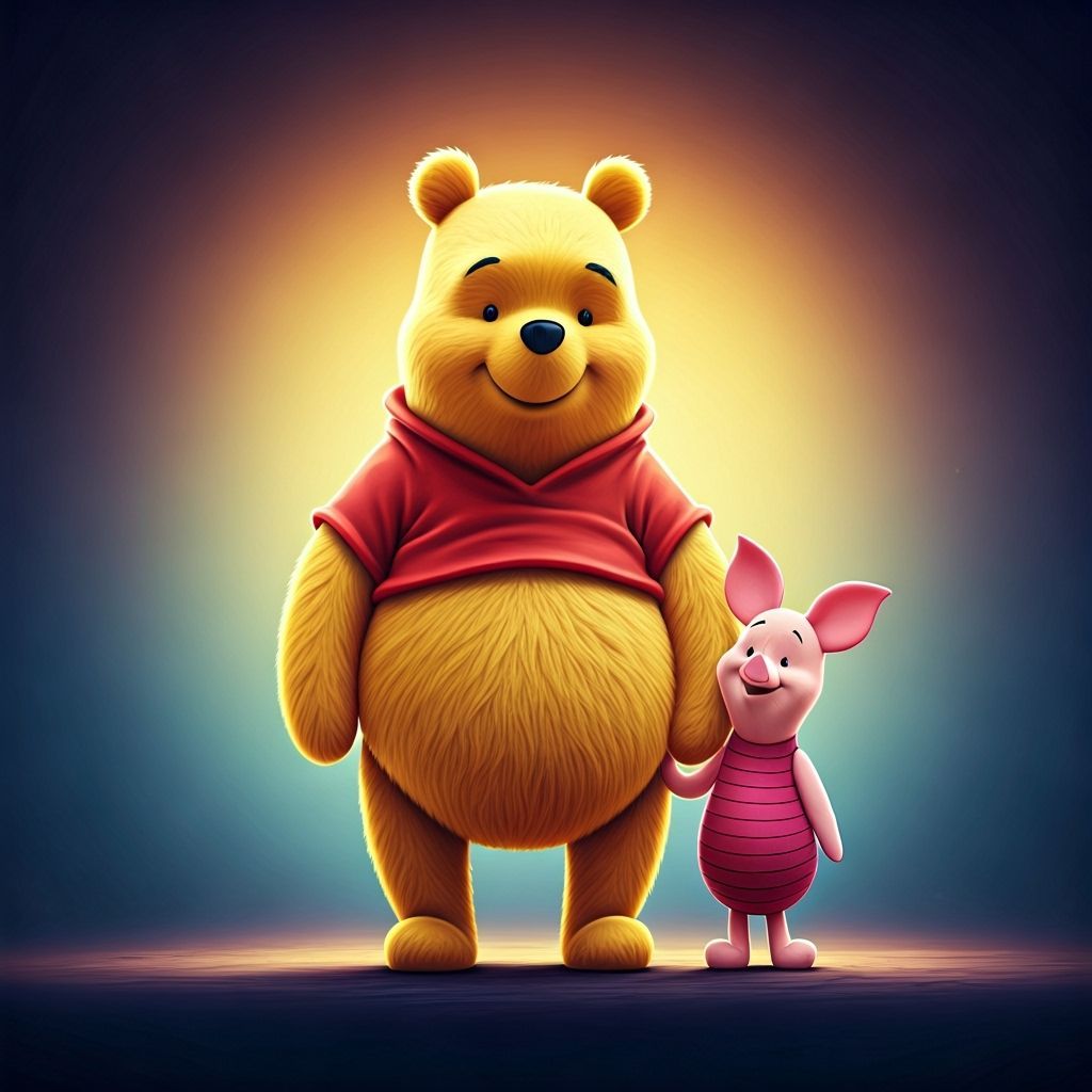 Pooh and Piglet: Pixar-Style 3D Digital Art