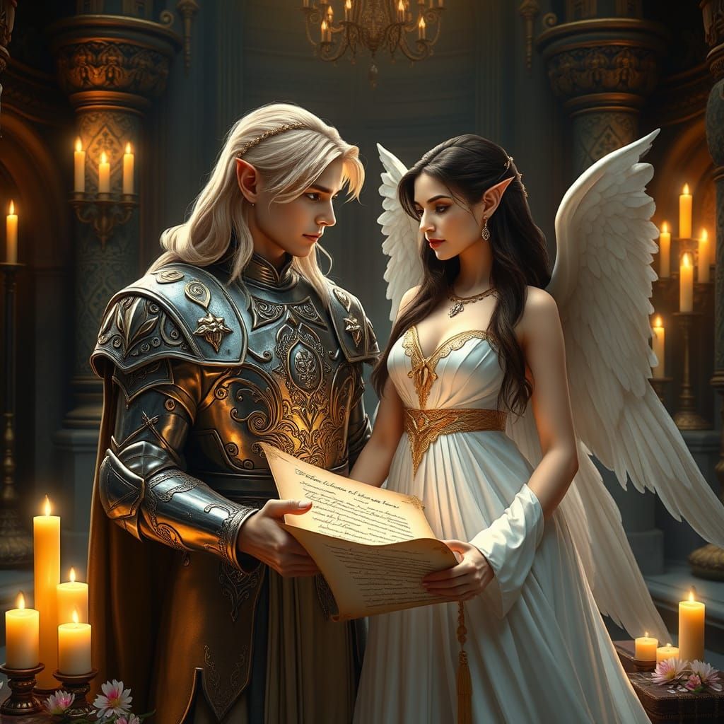 Ethereal Union of Elven King and Angelic Goddess