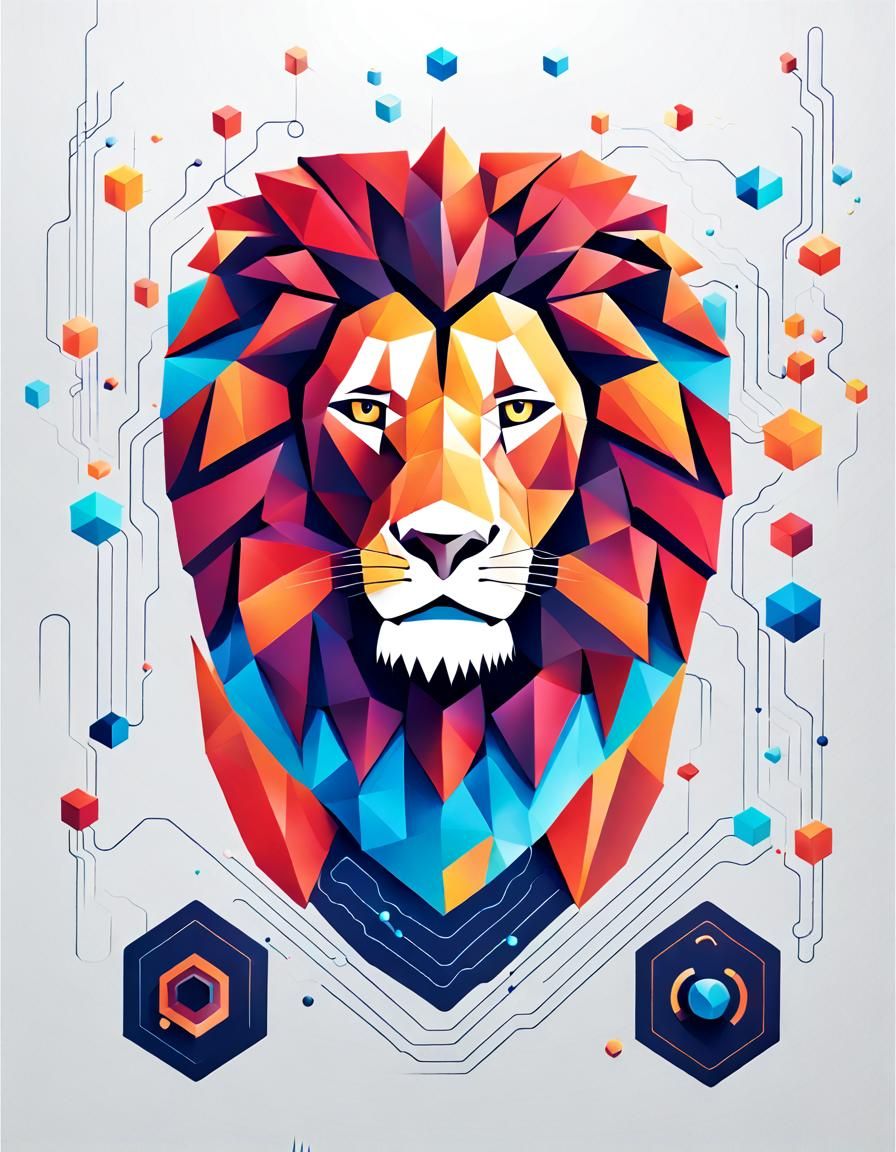Lion's Heart: AI Technology Concept Art