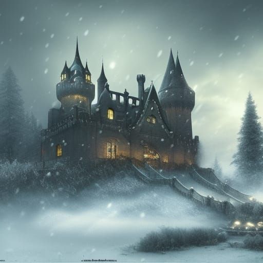 Winter Horrorland Swanland Castle with Godrays