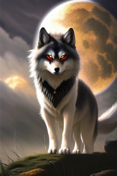 Amaterasu: Celestial Wolf in Sumi-e Painting