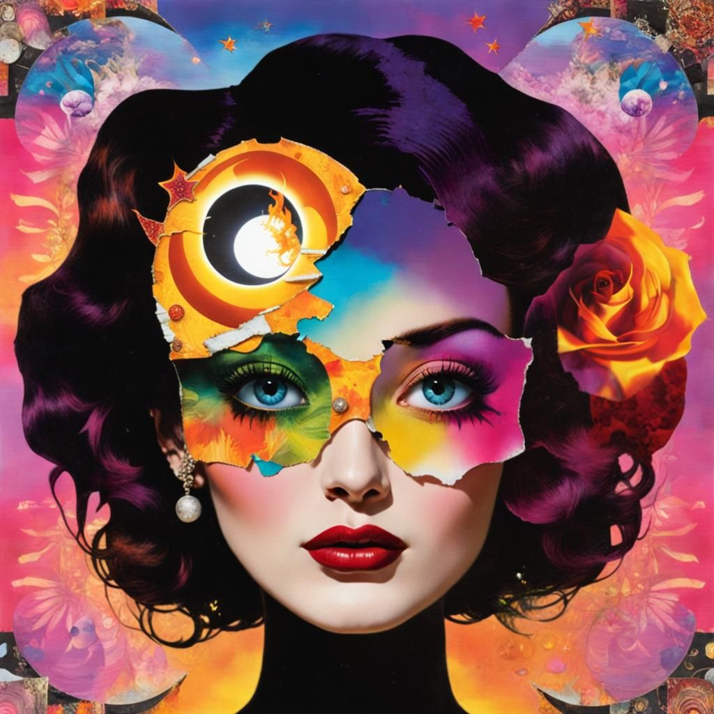 Surrealist Fusion with Fiery Eclipse