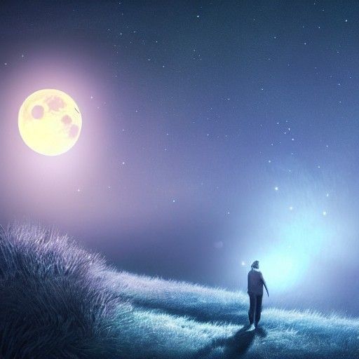 Detailed Moon Man in Romantic Storybook Style