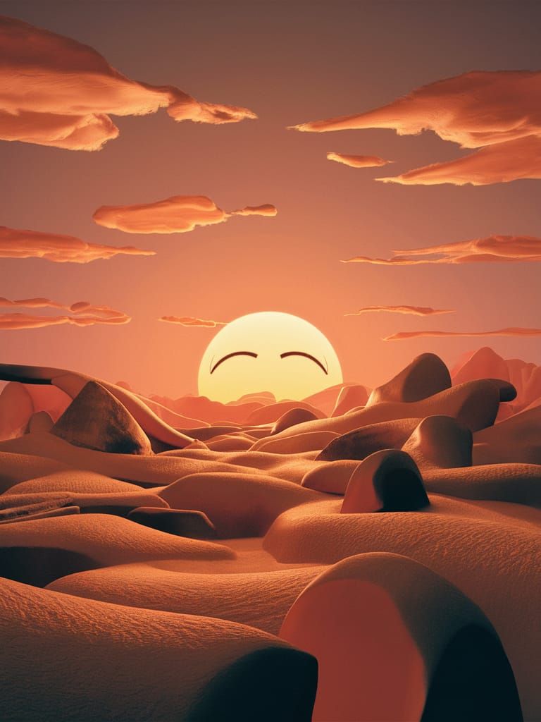 Abstract Sunset Landscape in Lomographic Polaroid Style