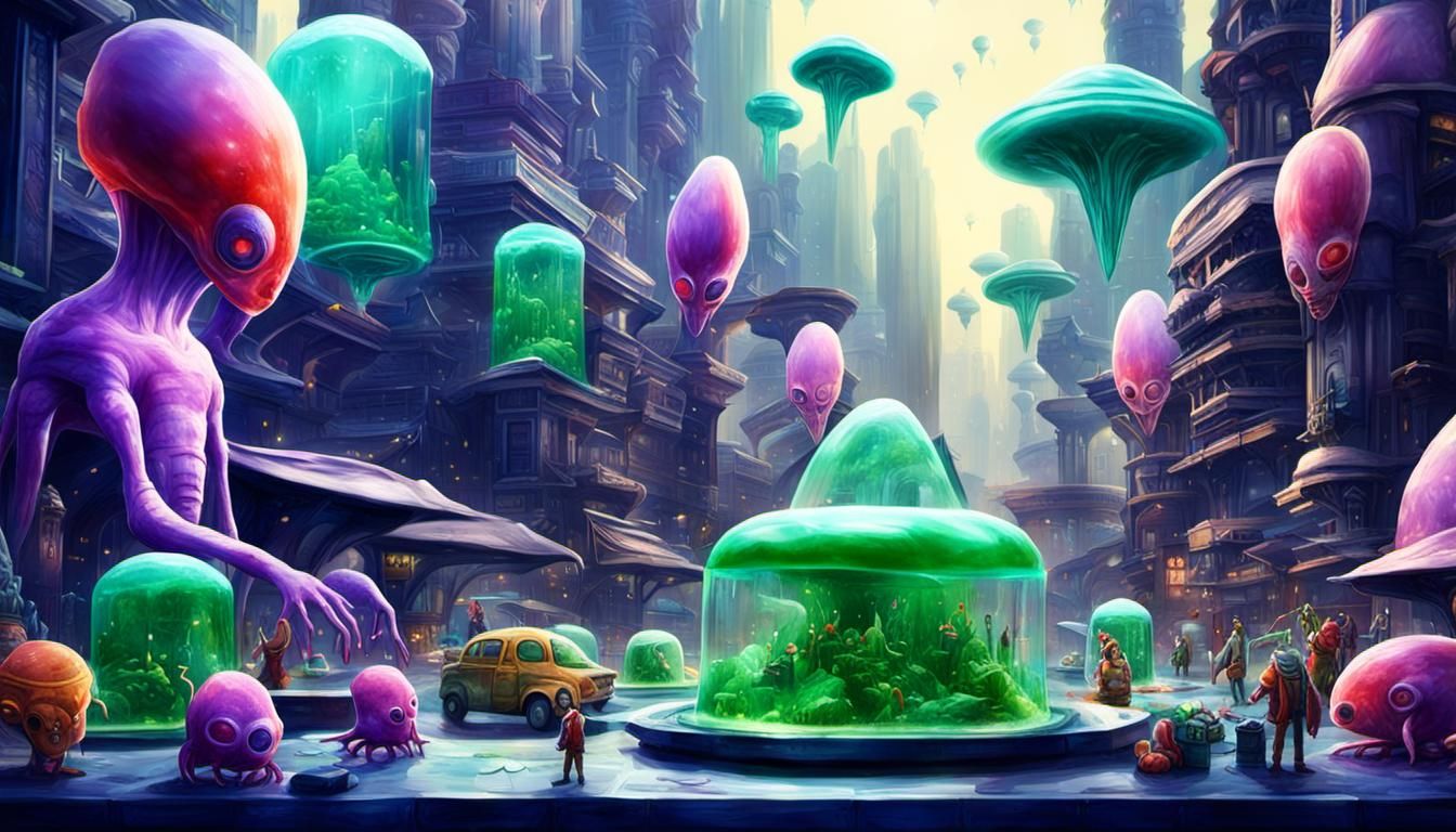 Surrealistic Jello-Like Alien Civilization Landscape