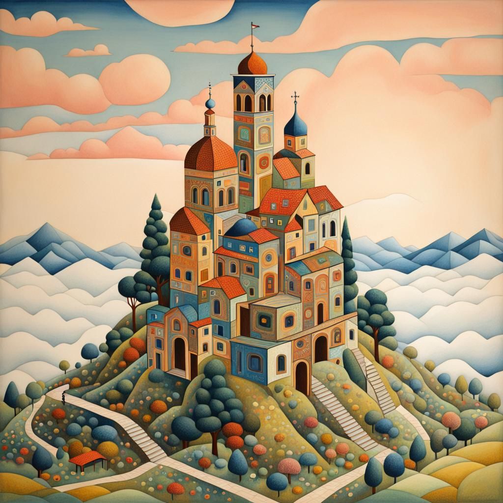 Folk Art Meets Isometric Abstraction in Digital Rendering