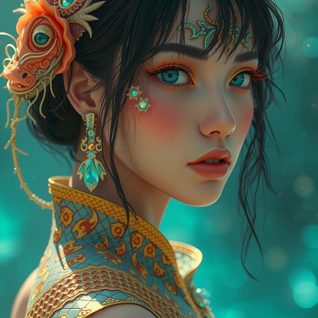 Majestic Serpent's Opalescent Face