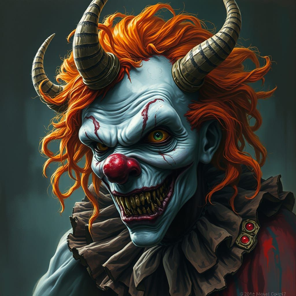 Macabre Clown Demon in Dark Fantasy Style