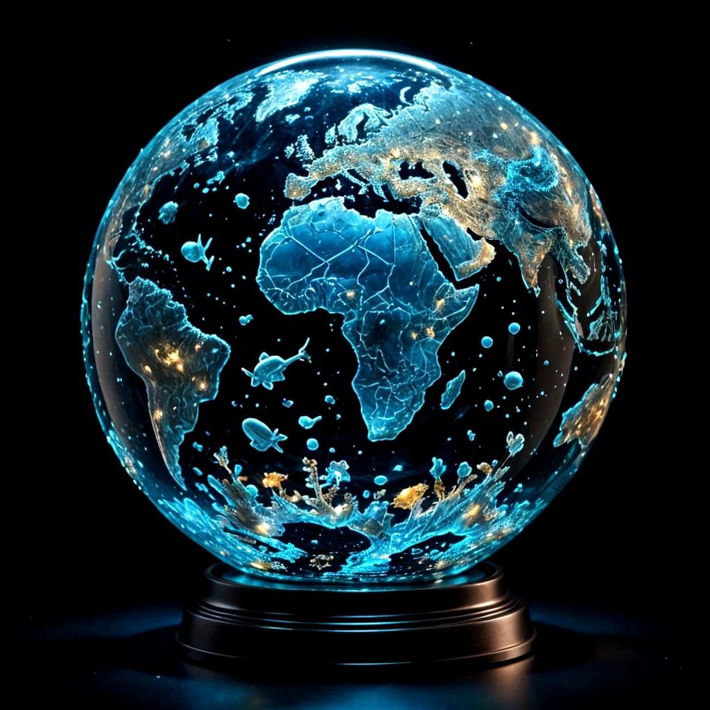 Glowing Glass Globe Amidst Celestial Wonder