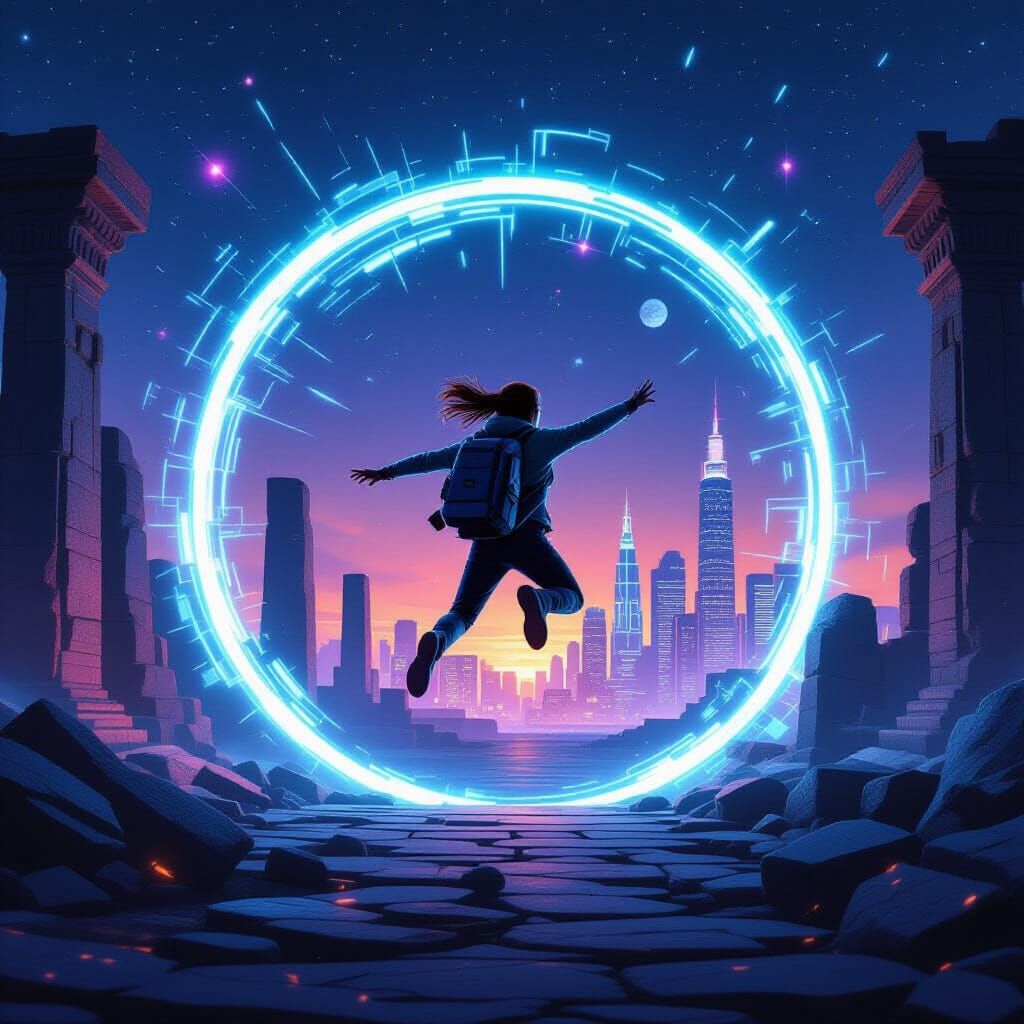 Time Traveler Leaps Between Ancient and Future Worlds