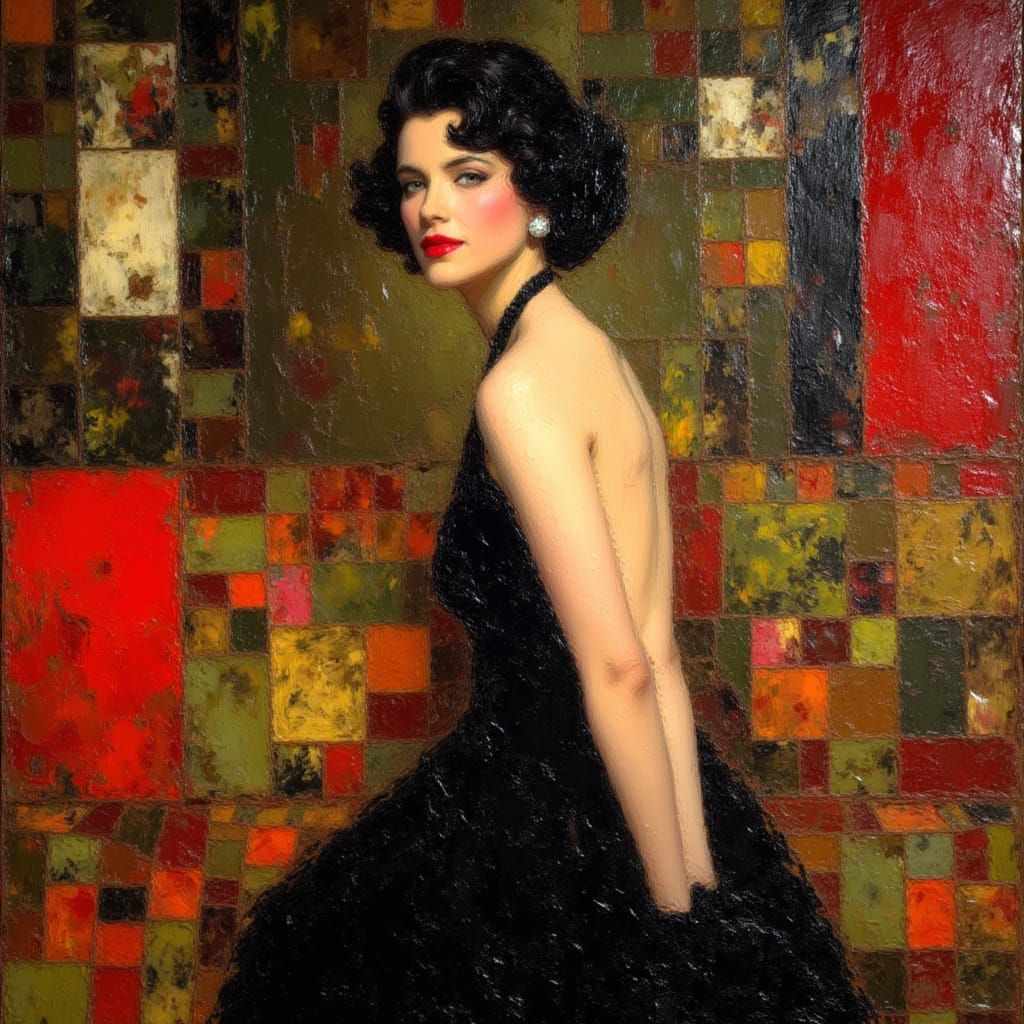Art Deco Flapper Portrait with Impasto Brushstrokes