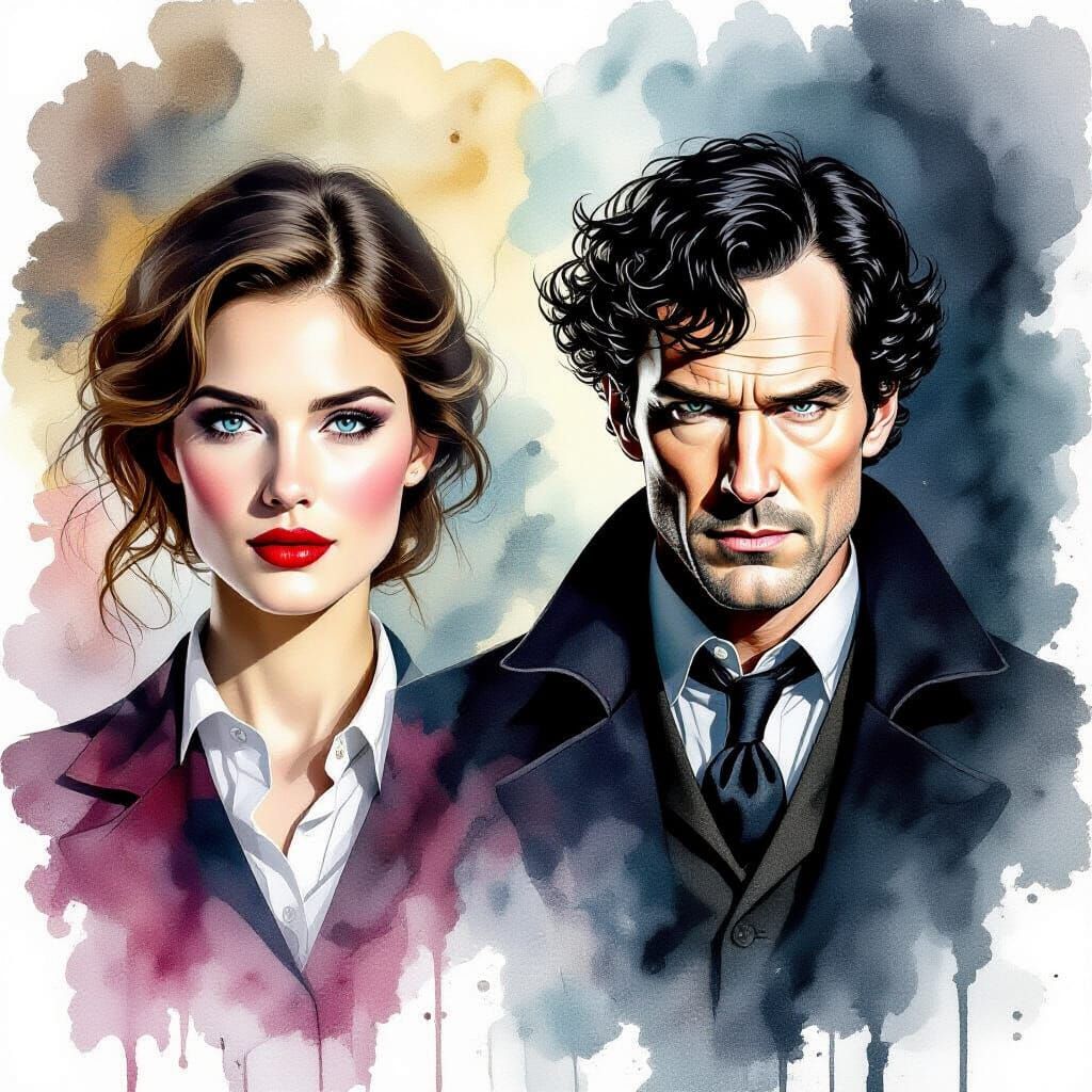 Duality: Sherlock Holmes vs Moriarty in Watercolor