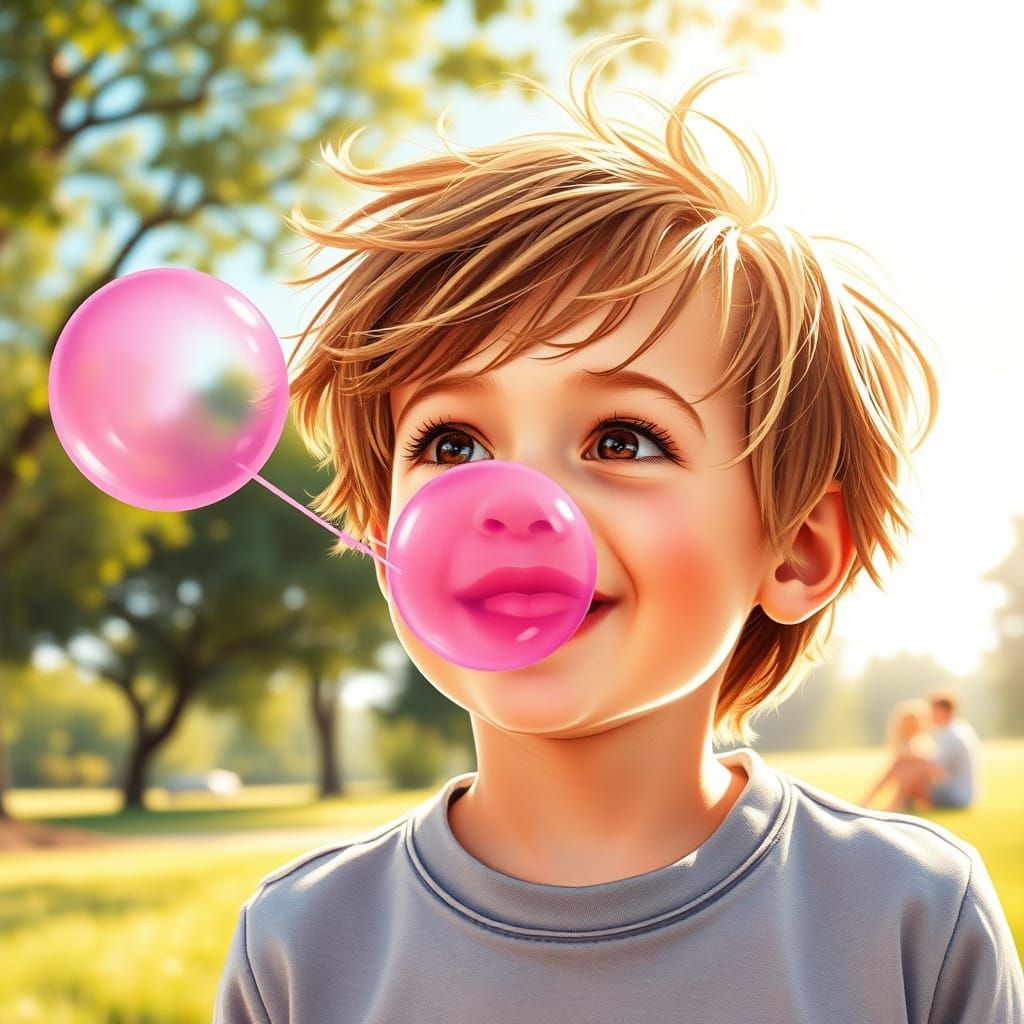 Whimsical Childhood Moment in Painterly Style