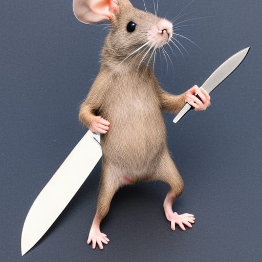 Cartoon Rat with Knife Illustration