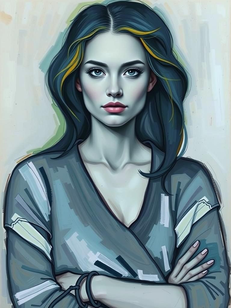 Striking Studio Portrait of Young Woman with Bokeh