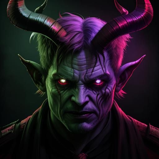 Sinister Demon with Horns and Wings