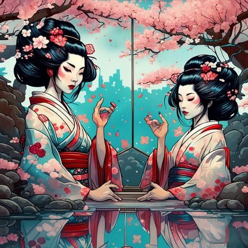 Geisha in Sakura Garden