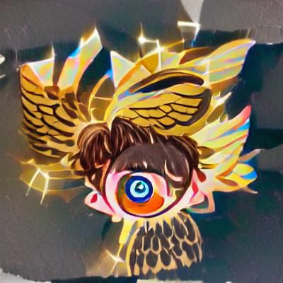 Winged Angel with Eyes, Rings, and Feathers