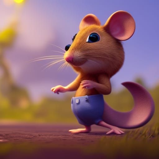 Cute Mouse in Detailed Pixar Style