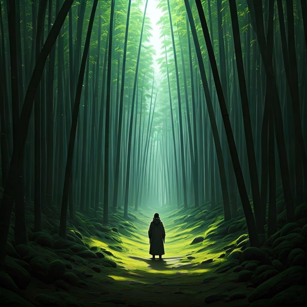 Ethereal Bamboo Landscape in Mystical Style